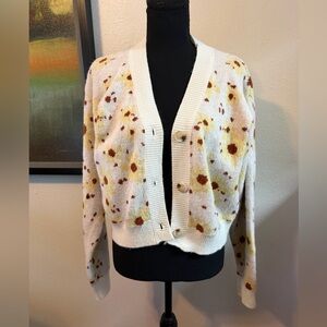 Cozy Sunflower Cardigan Sweater Size Small Countryside Cabincore V-neck